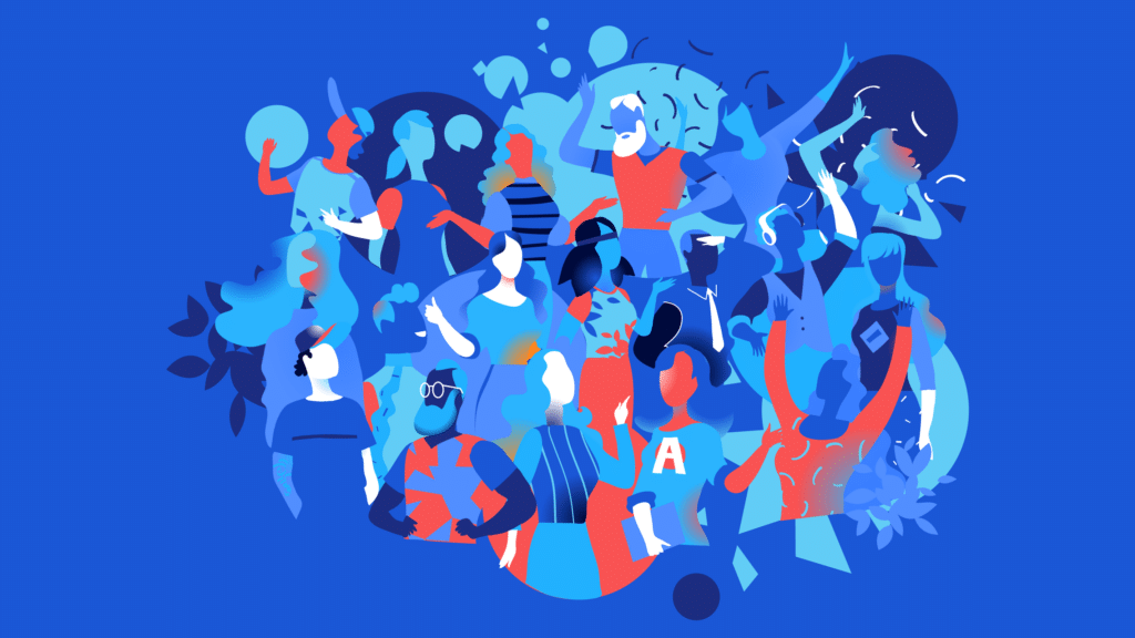 abstract illustration of coworkers celebrating