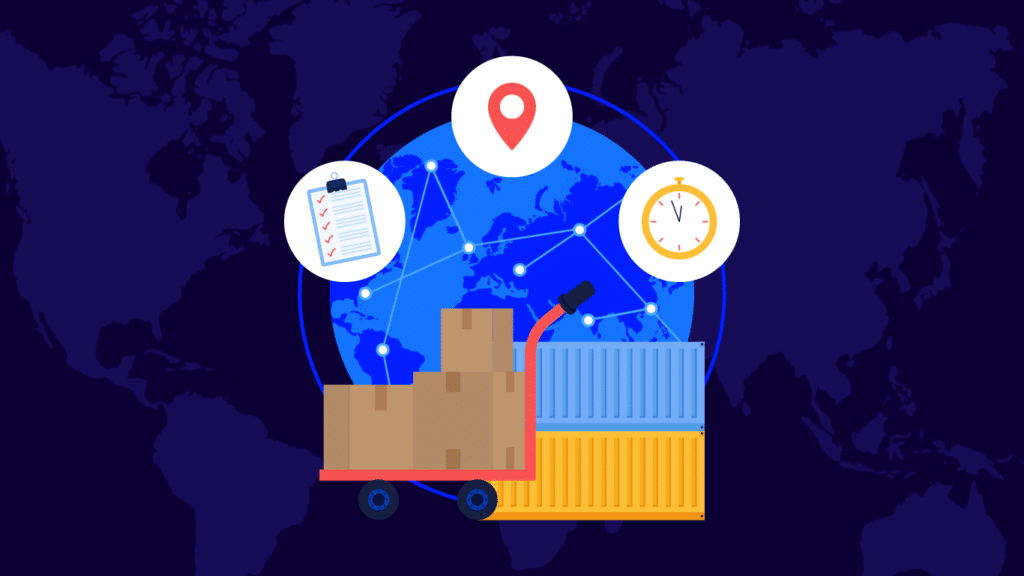 illustration of shipping and supplies across the globe