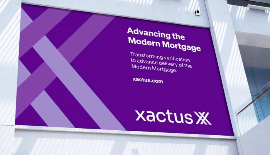 Xactus purple billboard on white modern building